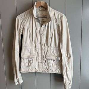 Abercrombie & Fitch Womens Jacket Khaki Tan Canvas Utility Outerwear Blazer Med